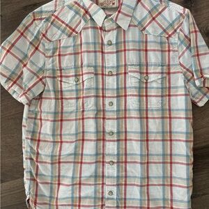Lucky Brand Plaid Short Sleeve Shirt - Red, Blue, White